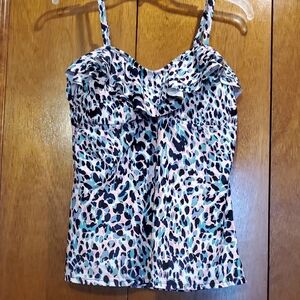 Island Escape Colorful Animal Print Swim Top